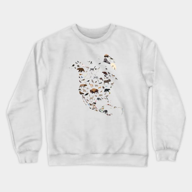 Wild North America Map Crewneck Sweatshirt by Zolinstudio